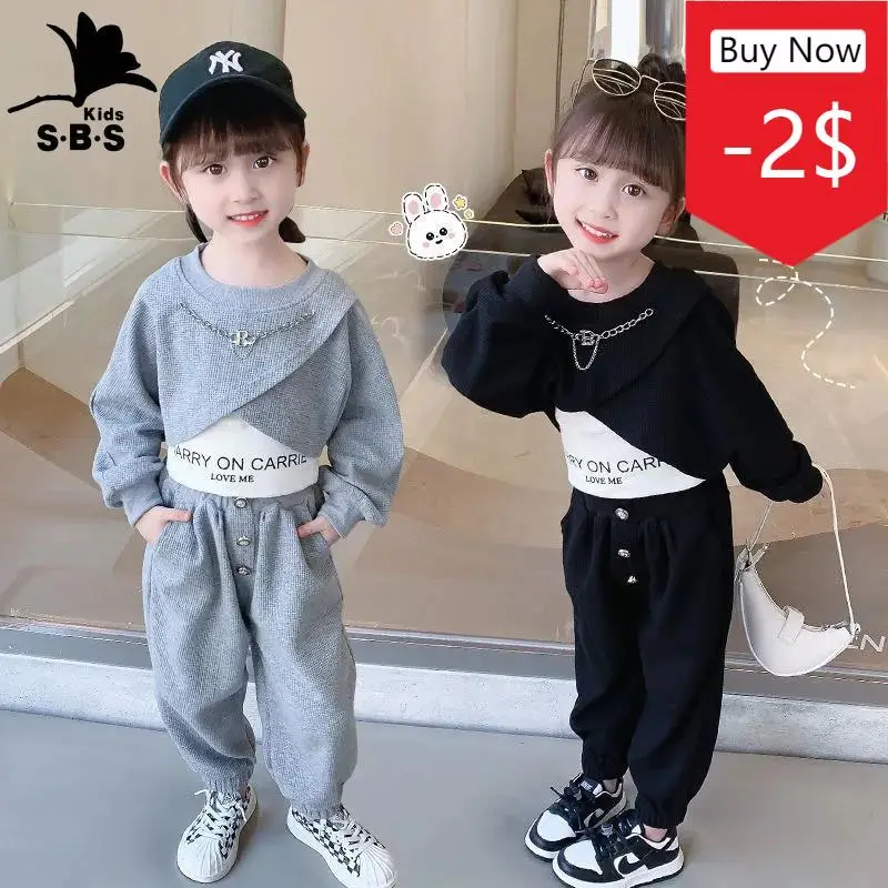 

Весенне-осенний костюм для девочек, модный детский костюм из 3-х предметов с длинным рукавом для девочек, новая детская одежда
