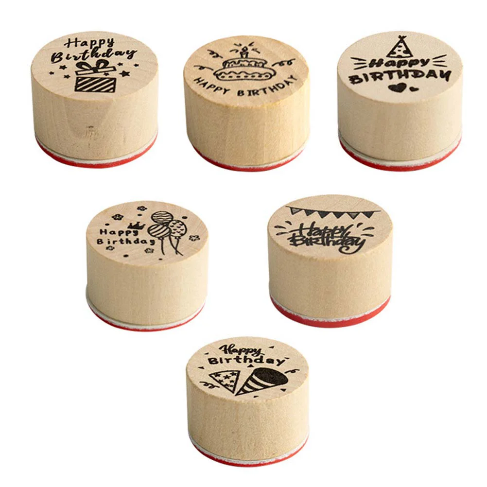 

6 Pcs Seal Vintage Stamps Rewards Stamp Hand Account Planner Stamp Scrapbooking Stamp Wood Vintage DIY Rubber Stamp