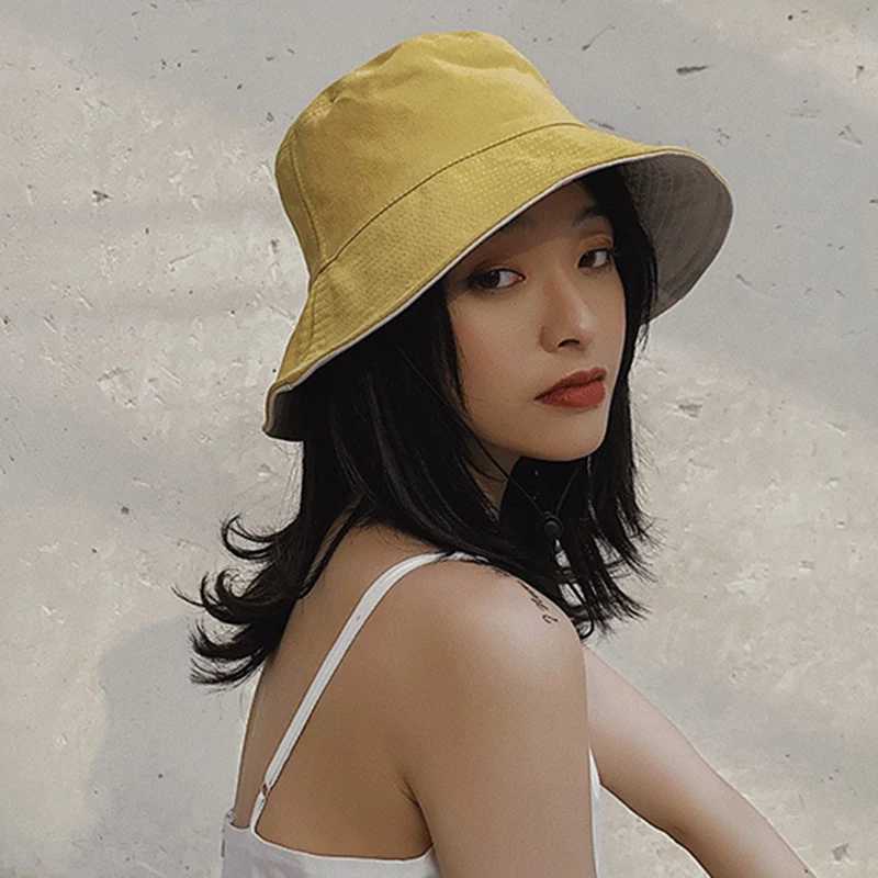 With Logo Women's Summer Fashion Two-tone Hat Double Sided Wearable Travel Hat Outdoor Sunshade Sun Hat Casual Hat