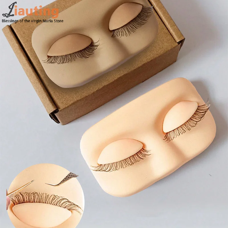 Фото Плоская модель Mini Lash, тренировочная голова для наращивания ресниц со съемными сменными веками и накладными ресницами №1