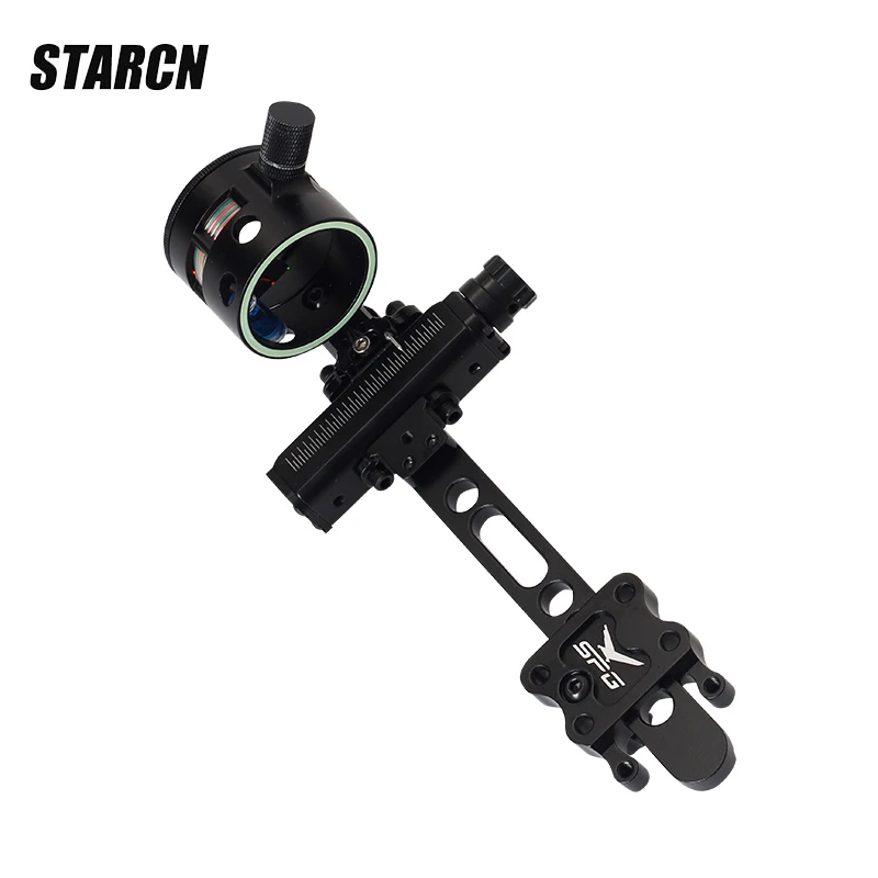 Bow Sight Long Pole Single Pin Aluminum Alloy Material Black Four-Way Adjustable Compound Bow Sight Archery Accessories