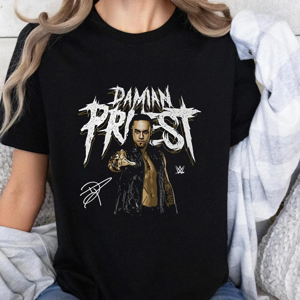 Футболка с принтом Wrestler Damian Priest топ Fan Trend рубашка унисекс короткими рукавами в