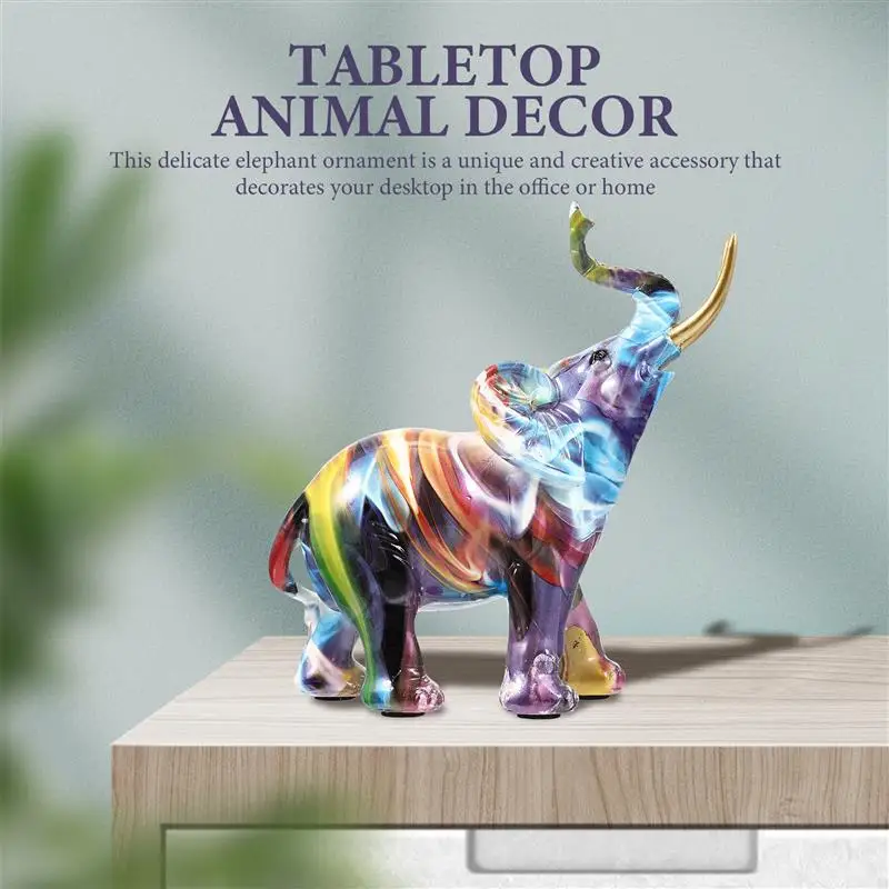 

Resin Craft Elephant Statue Adornment European Style Elephant Figure Decoration Home Entrance Office Desktop Artwork Crafts