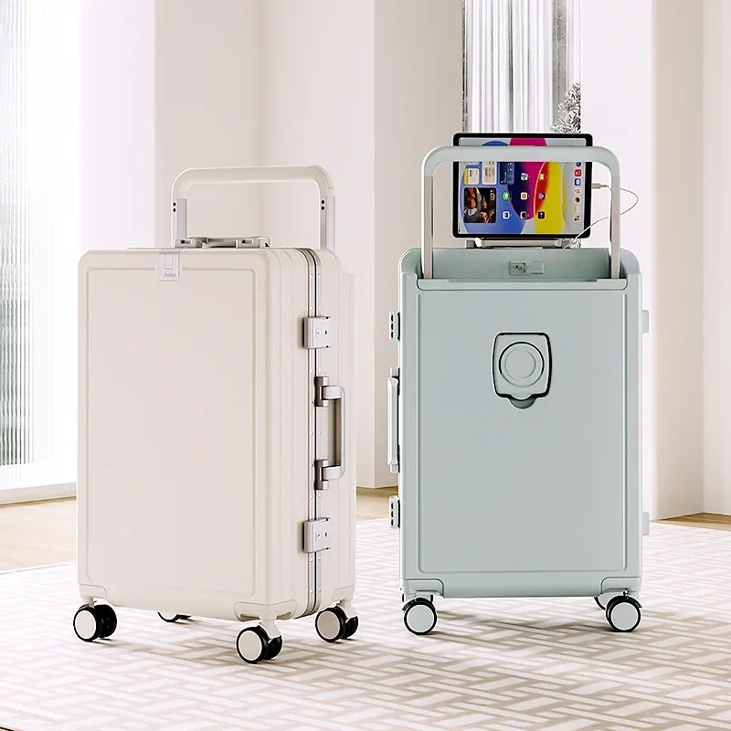 Multifunctional suitcase aluminum frame wide handle carry on luggage 20 inch trip cabin password trolley case 22&quot 26