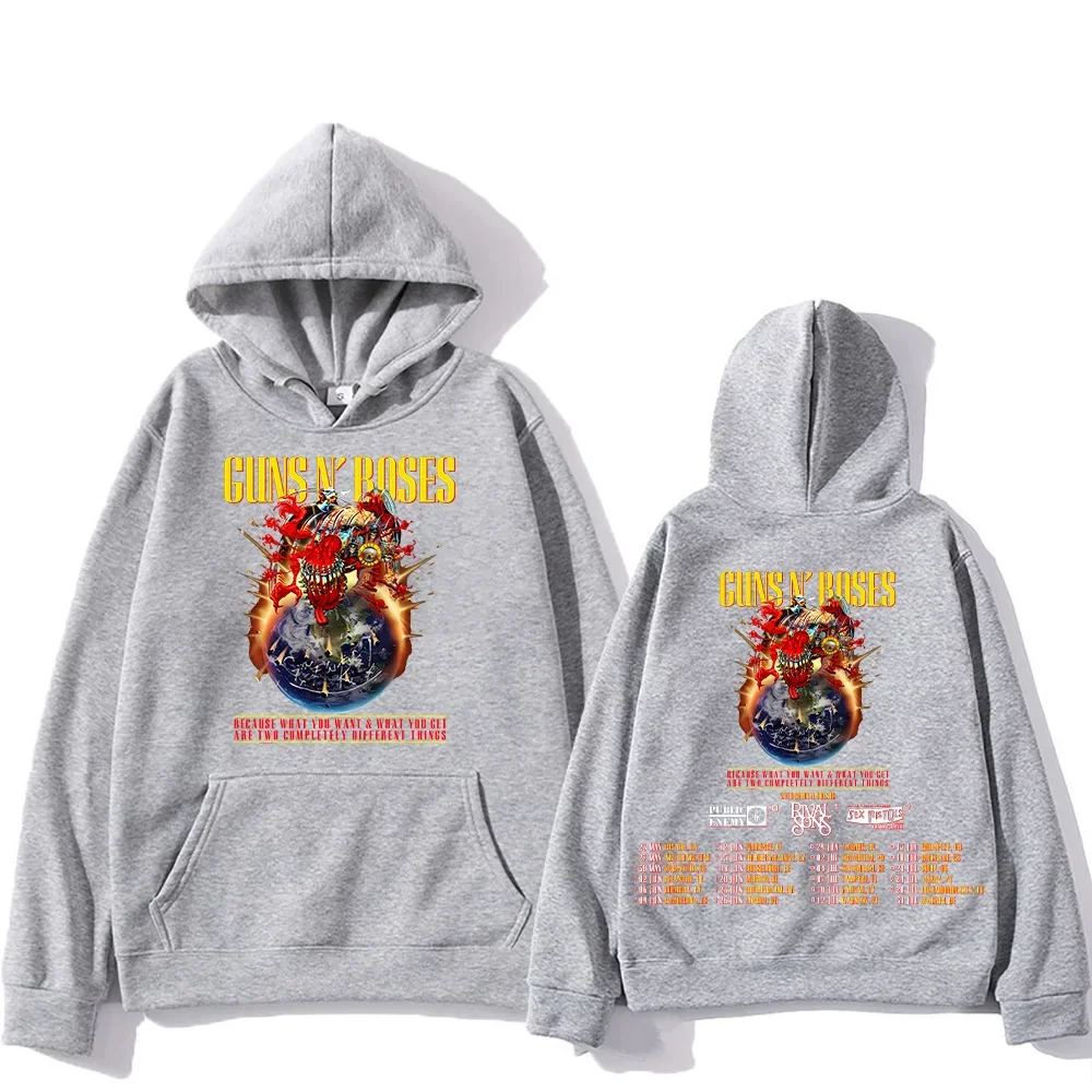 Guns N Roses Tour 2025 Hoodie Retro Street Style Pullover Unisex Pocket Fleece Hoody Loose Windproof Sportswear Clothes