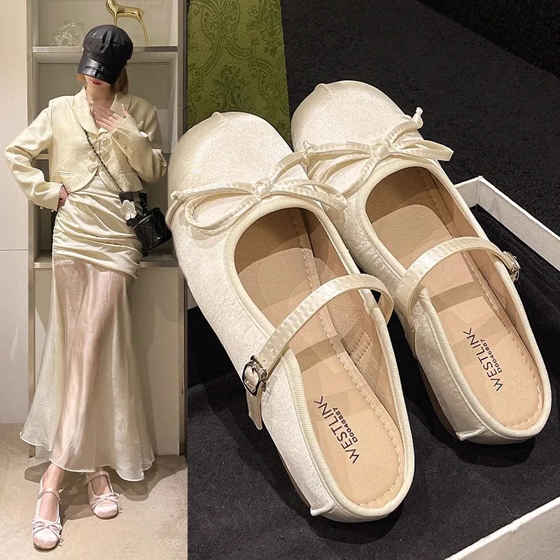 Мюли женские с бантом-бабочкой удобные тапочки на плоской подошве сланцы модные