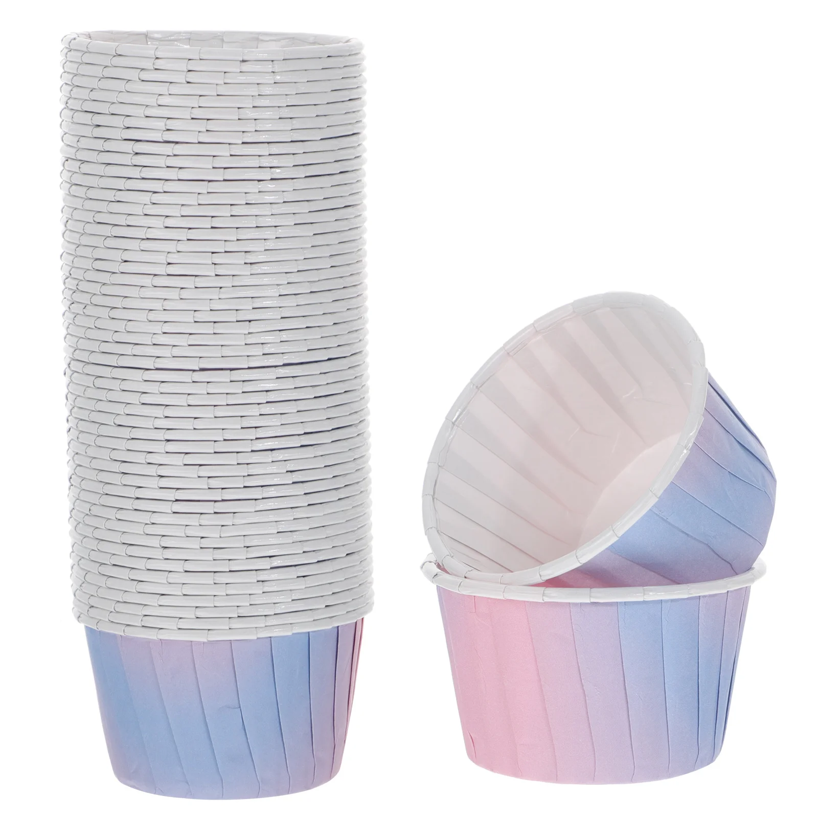 

100pcs Coated Paper Cake Cups Oil-proof Baking Cups Disposable Cake Containers