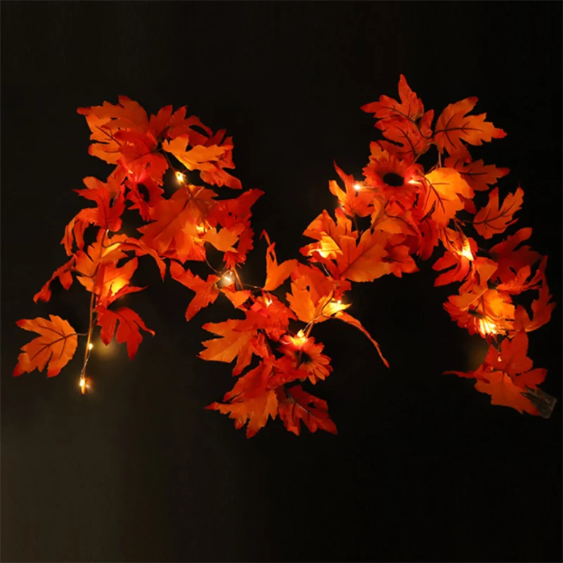 

Искусственная Кленовая искусственная гирлянда на Хэллоуин для рождественской вечеринки, украшение в виде тыквы, настенное украшение, Осен...