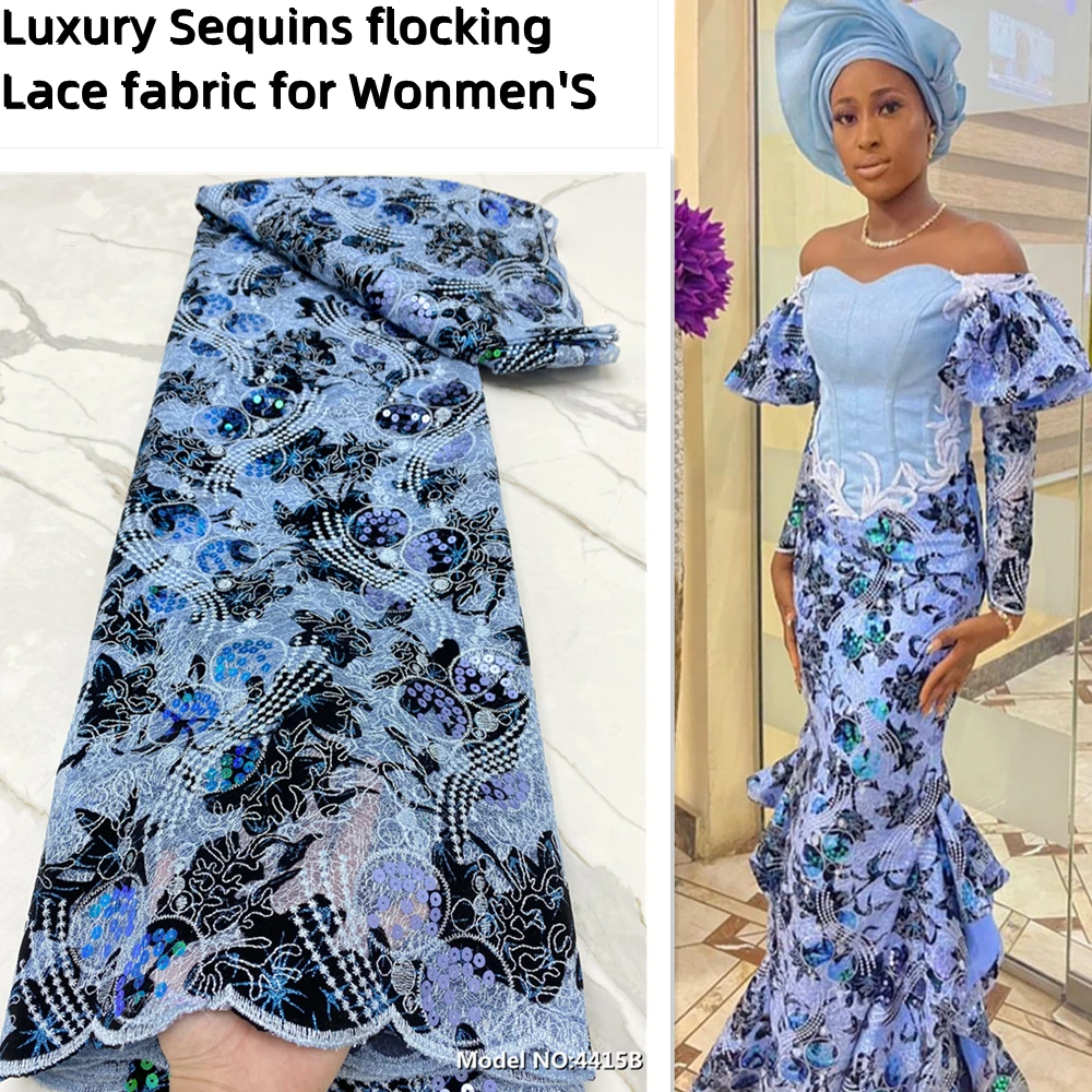 

PGC Fashion Tulle Lace African Lace Fabric 2022 Beautiful High Quality French Velvet Lace Fabrics 5Yards For Wedding Dress 4415B