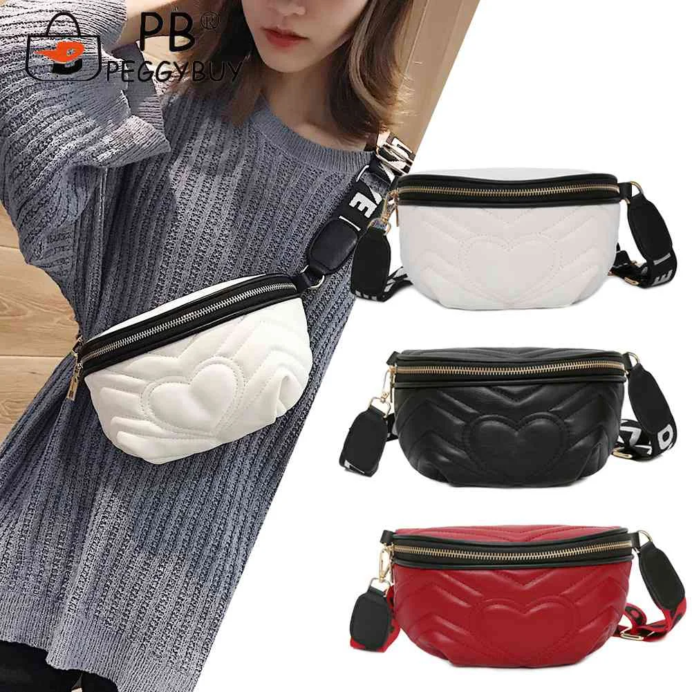 

Однотонная сумка на поясной ремень, нагрудная сумочка из искусственной кожи с декором сердца для женщин, портмоне для мелочи