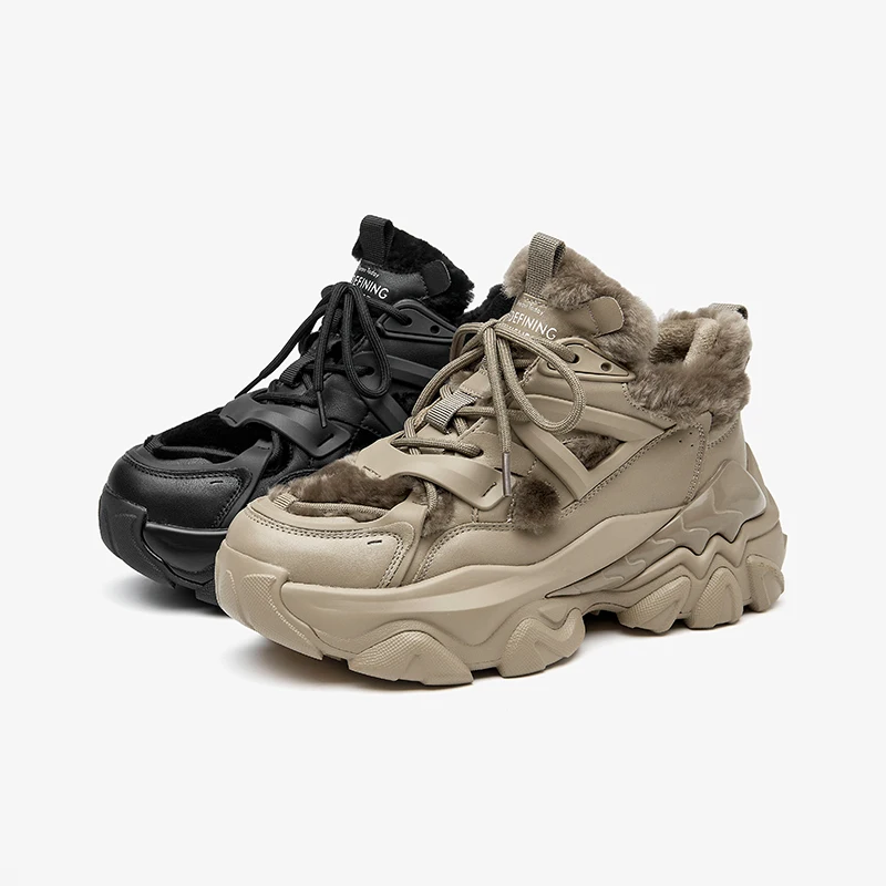 BeauToday/Женская обувь на массивном каблуке Однотонные теплые ветрозащитные