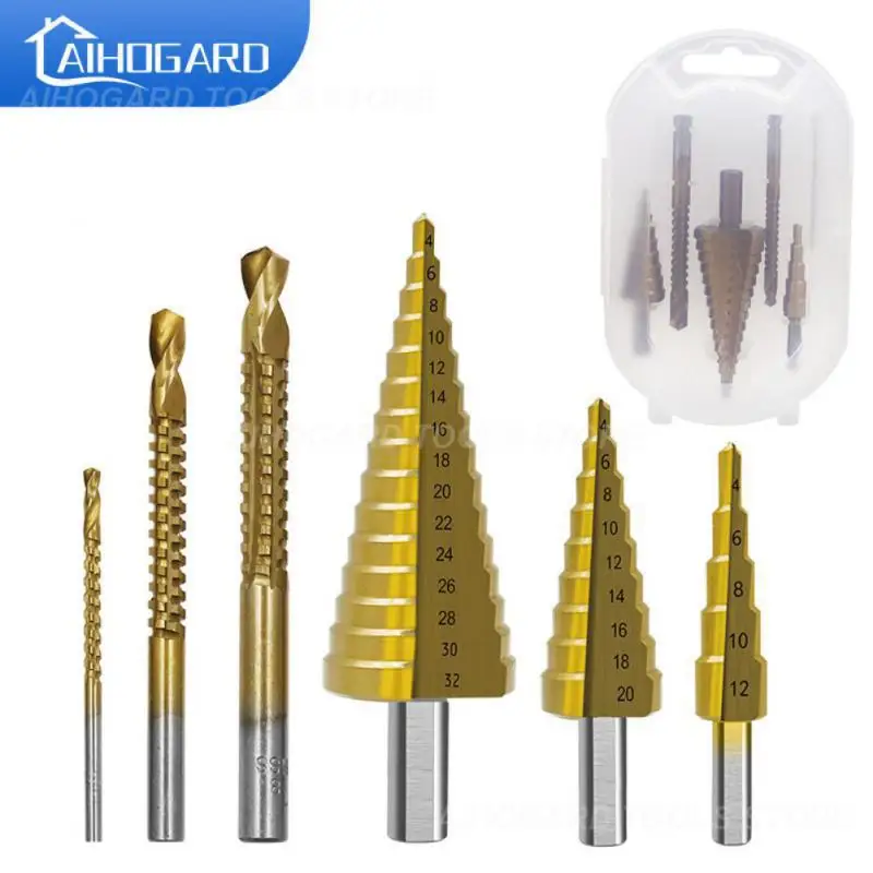 

Высокоскоростной стальной ступенчатый высокопрочный резак для отверстий по дереву твердость набор инструментов для сверления с двумя кан...
