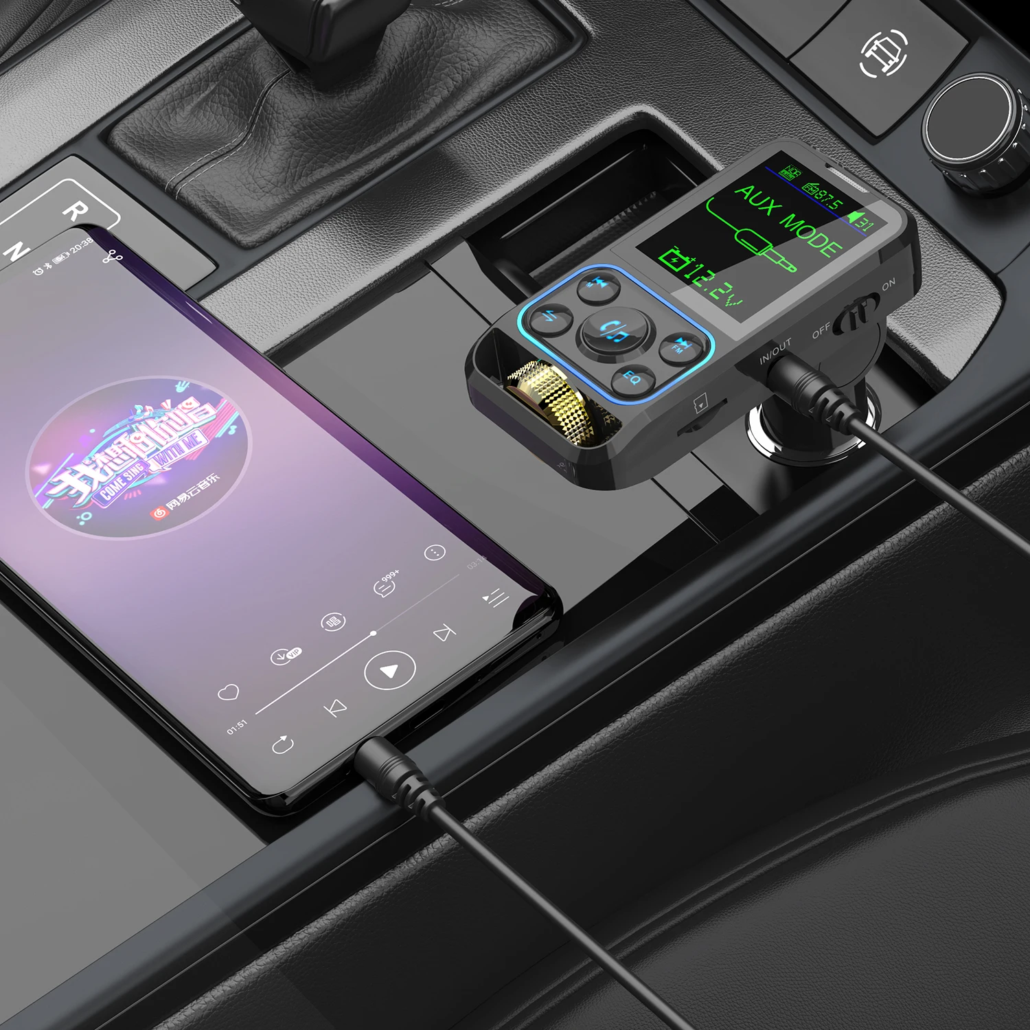 FM-трансмиттер беспроводной автомобильный с поддержкой Bluetooth и быстрой зарядки |