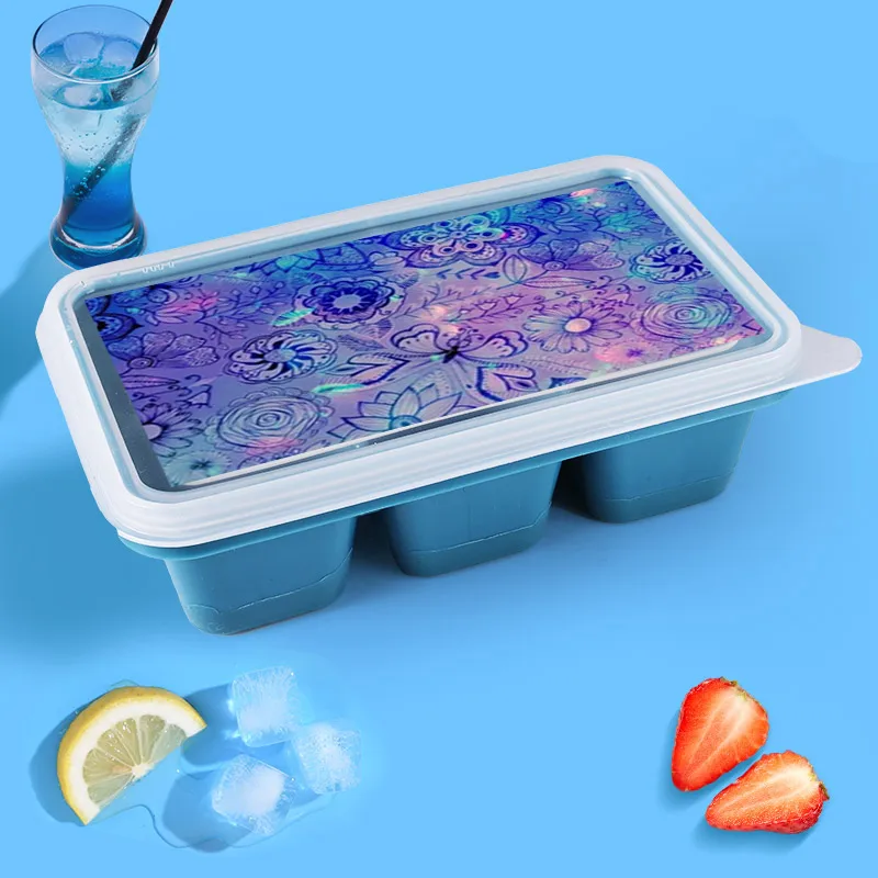 

Flower Painting Ice Cube Maker Love Hemisphere Square Ice Cubes Tray Food Grade for Whiskey Cocktail Hielo Molde Helado Silicona