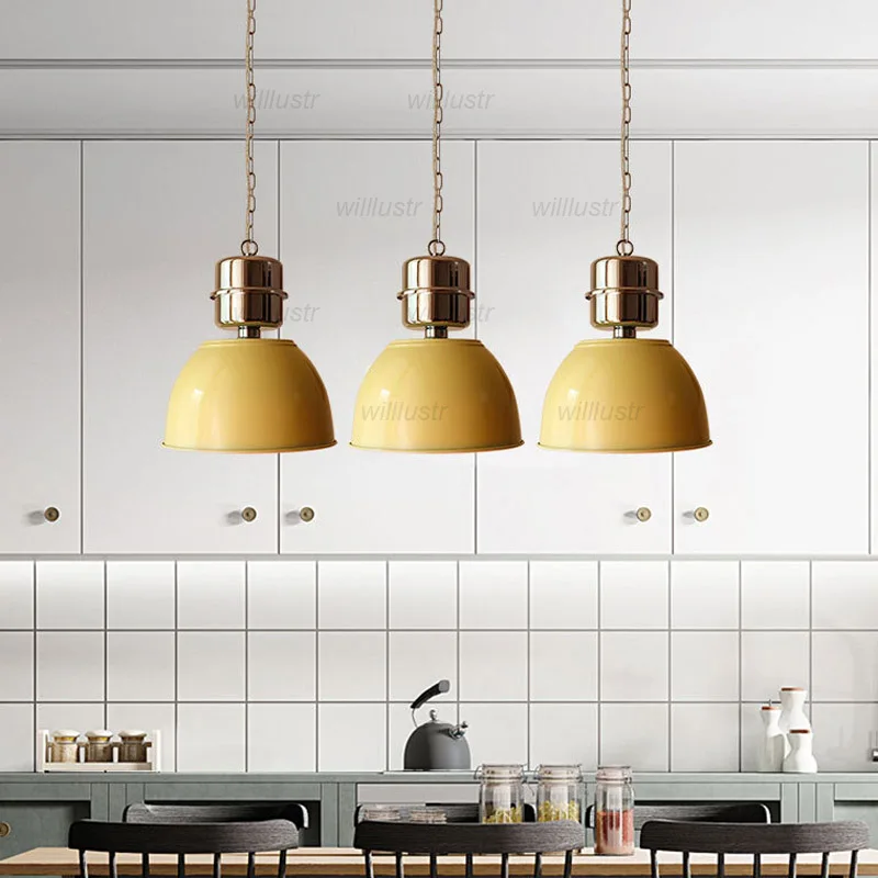 Винтажный металлический подвесной светильник в стиле ретро цвет макарон