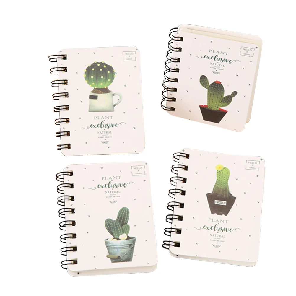 

4pcs Cactus Loose-leaf Notebooks Week Planner Spiral Notebooks Diary Notepads School Stationery