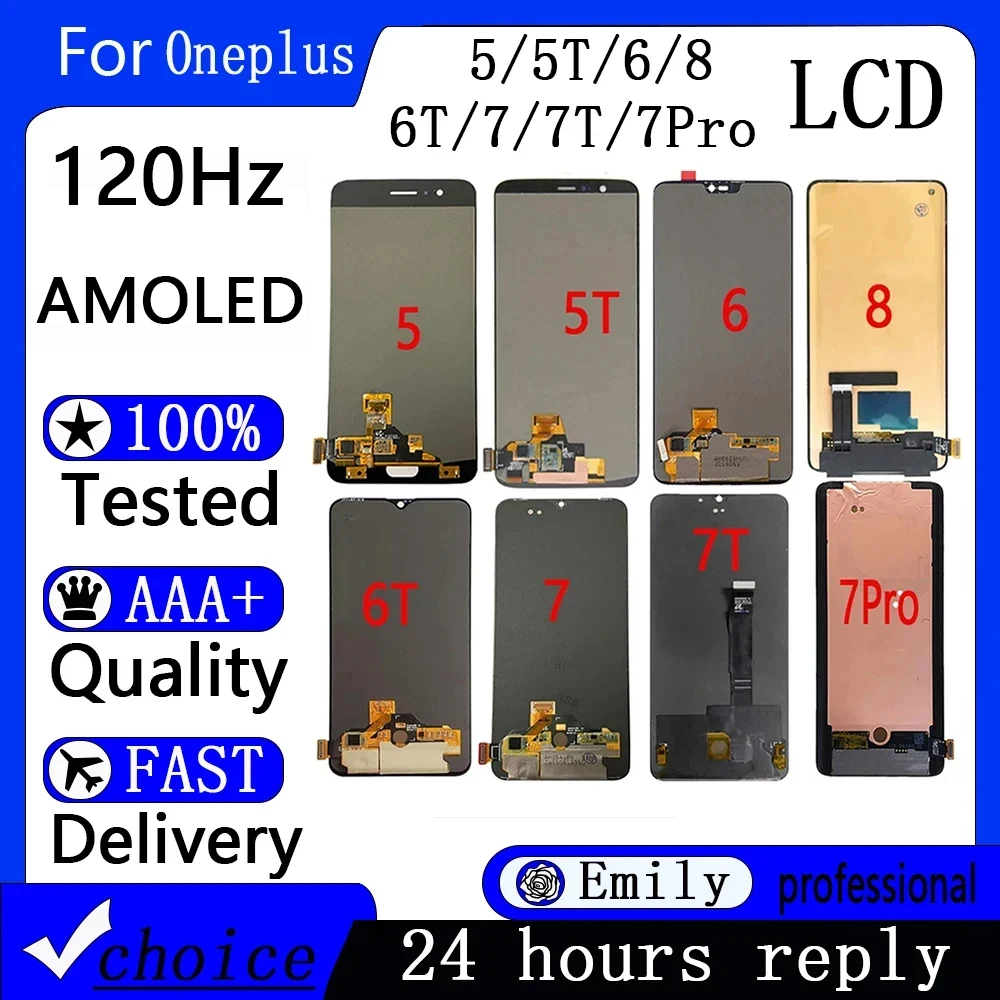 SUPER AMOLED для Oneplus 5 LCD 5T 6T 7 7T 7pro pro 8Pro 9R 9Pro ЖК-дисплей сенсорный экран Замена 6 дисплей