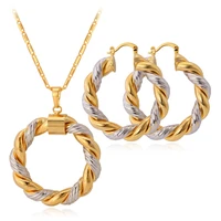 collare bridal wedding jewelry sets for women party gold color trendy new round necklace earrings sets s129