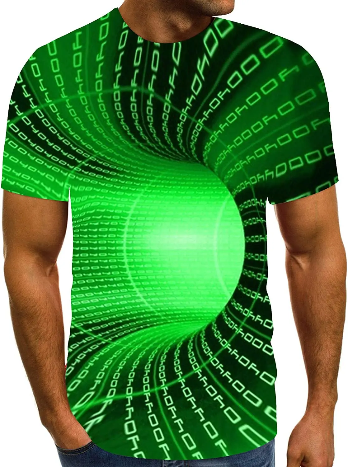 

Unisex 3D Optical Illusion Print T-Shirts Short Sleeve Funny Tunnel Graphics O Neck Tee Tops for Women and Men