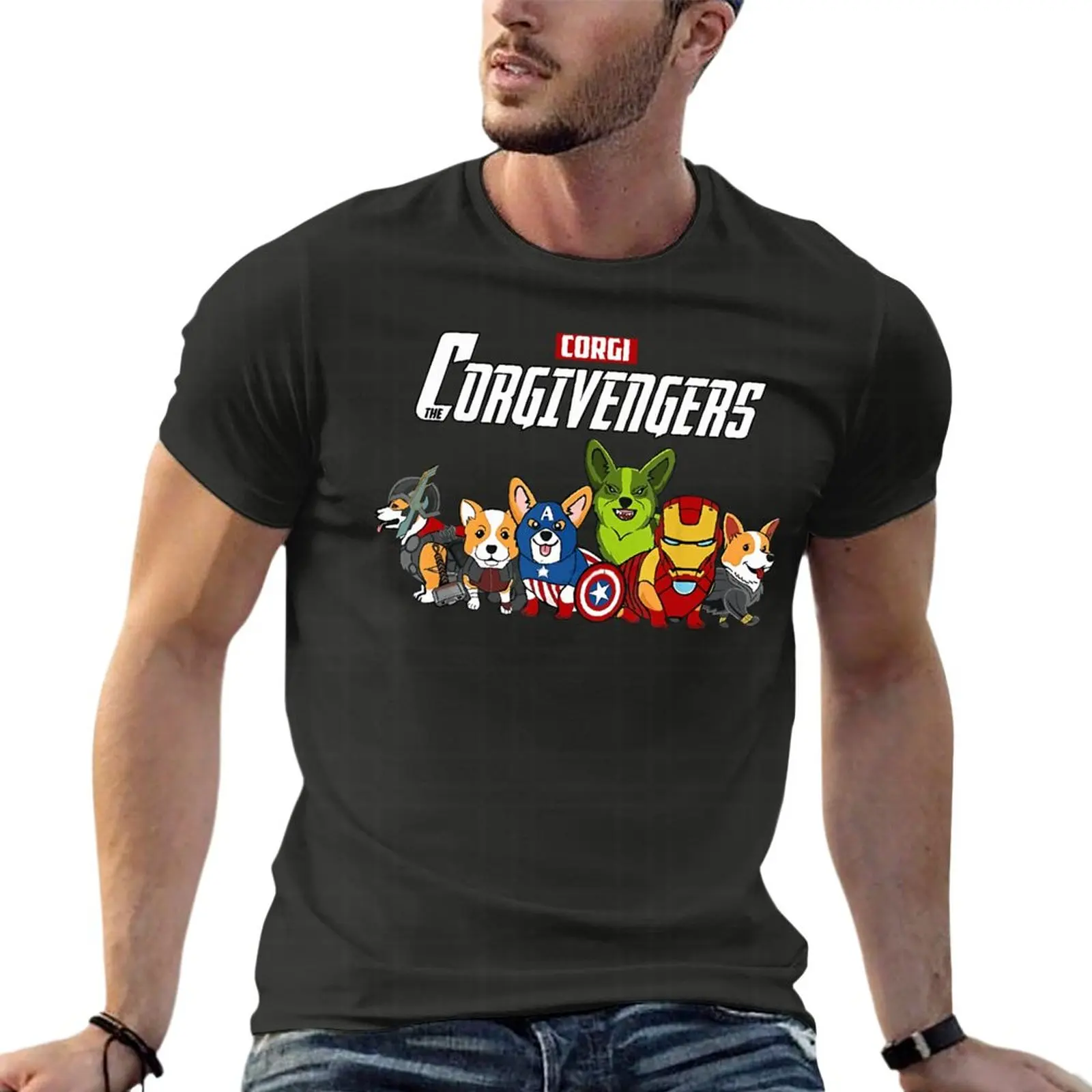 

Corgivengers Corgi Avenger Corgi Shirt Dog Lover Oversized Tshirt Fashion Men'S Clothing Short Sleeve Streetwear Top Tee