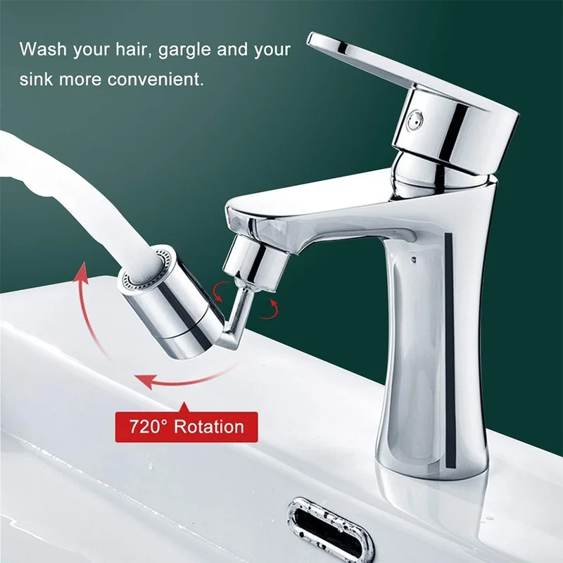 

720 Degree aluminum Rotatable Tap Aerator Universal Splash Filter Saving Faucet Sprayer Head Bathroom Filter Bubbler 1Water Mode