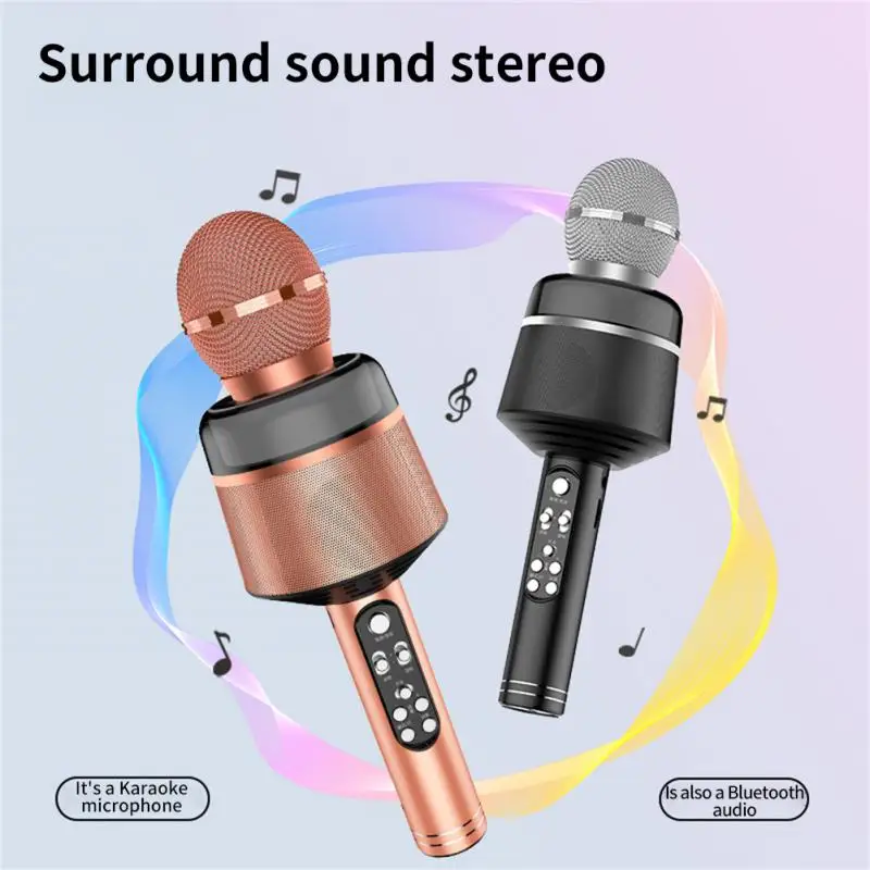 

Wireless Microphone 2-in-1 Karaoke Microphone With Led Light Function Bluetooth-compatible Mic Speaker Speaker Singing Recorder