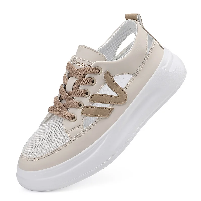 Casual Shoes Women's Breathable Mesh Sport Female Sandals Fashion Lace-Up Summer Woman Sneakers Platform Vulcanized Ladies Flats