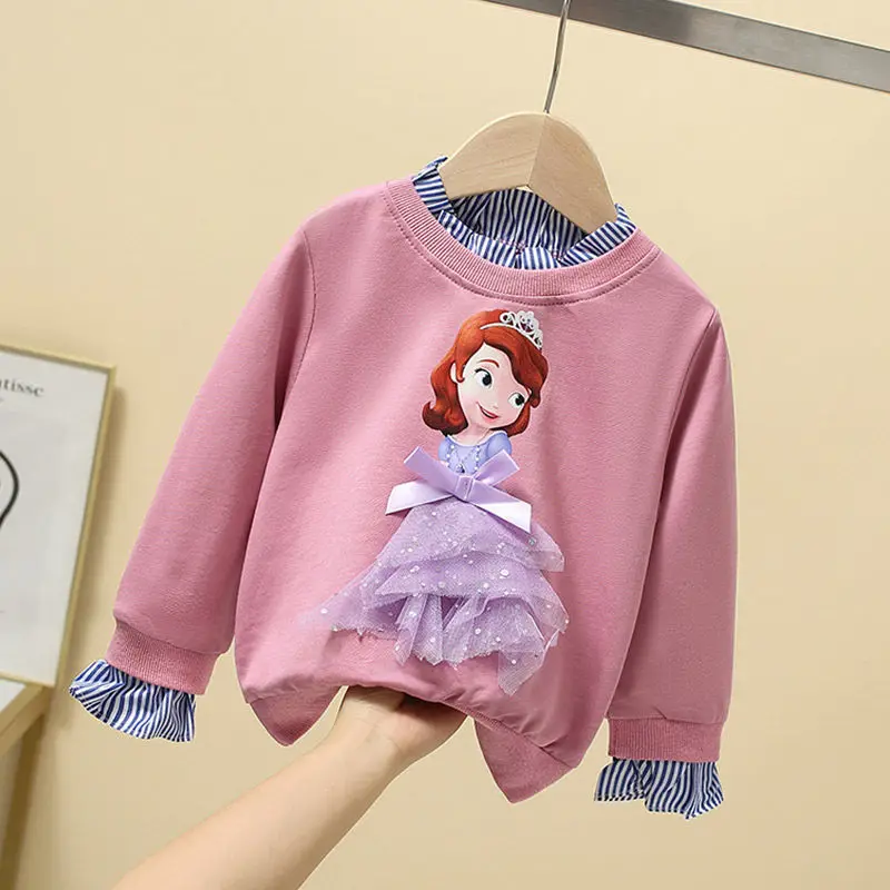 

Children's T-shirt girls' spring and autumn princess clothes T-shirt children's long-sleeved clothes cartoon graphic t-shirt