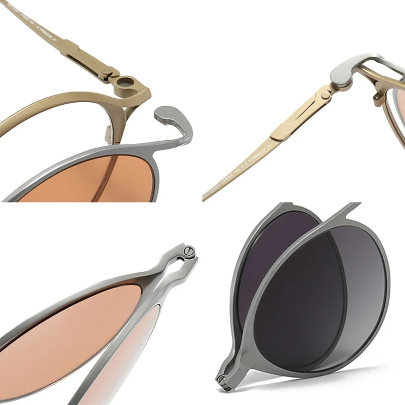 Очки солнцезащитные круглые винтажные оптические очки из чистого титана со