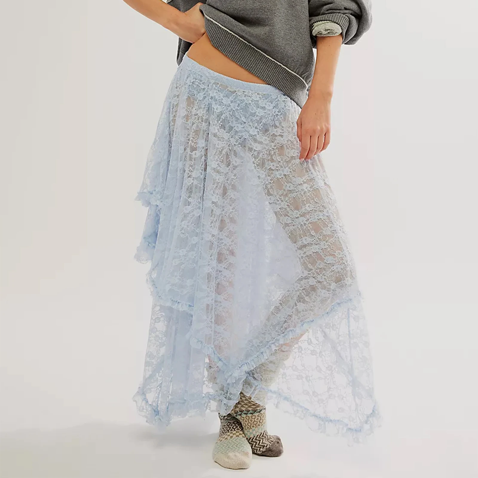 Женские Кружевные Юбки-миди Gaono асимметричные полупрозрачные многослойные юбки