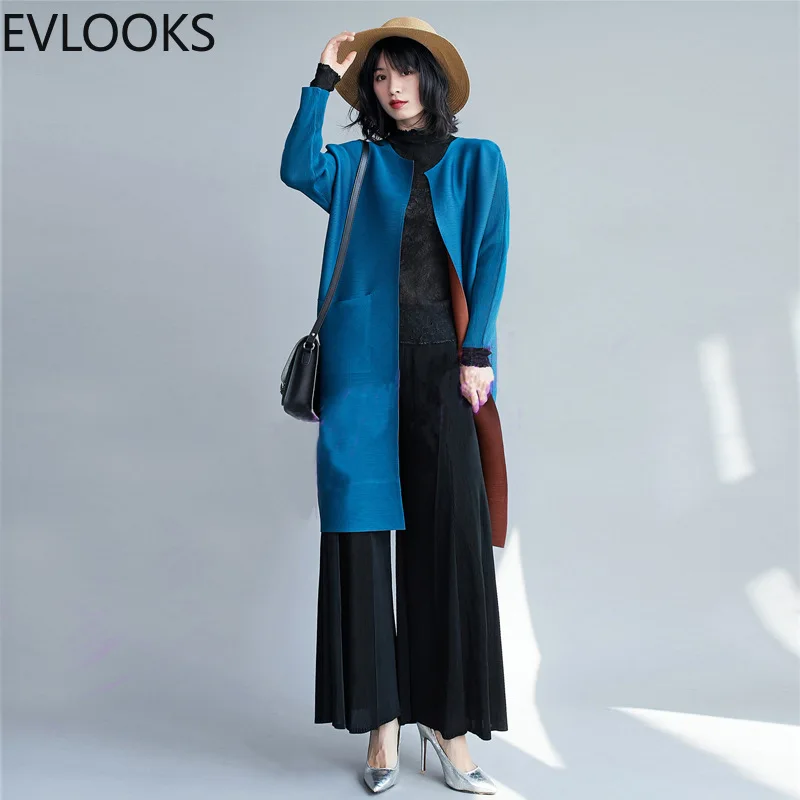 

Универсальный модный ветровка evlook в Корейском стиле с подходящей расцветкой на талии, повседневный свободный плиссированный тренчкот, нов...