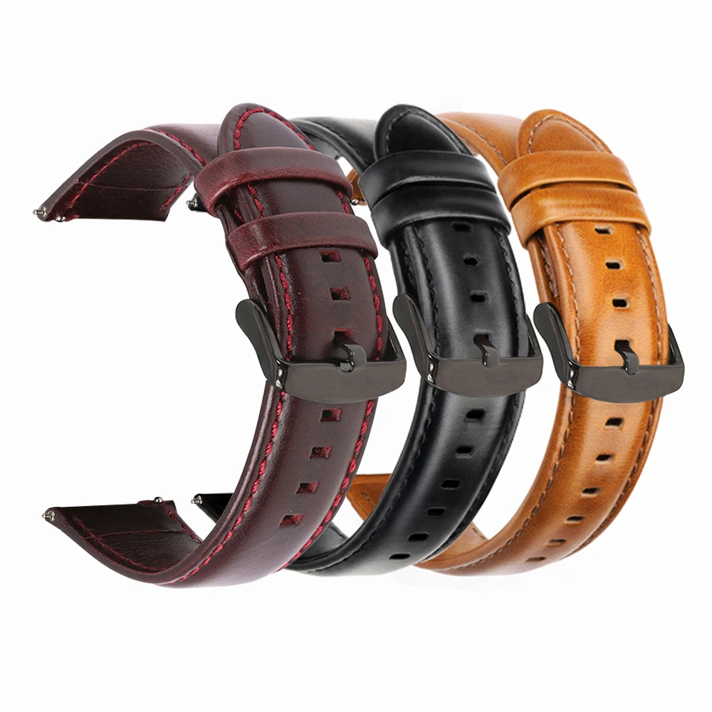 

Винтажный итальянский вощеный кожаный ремешок 20 мм 22 мм для Amazfit GTR 3 Pro, браслет унисекс 18 мм 24 мм, кожаный ремешок для часов, быстросъемный