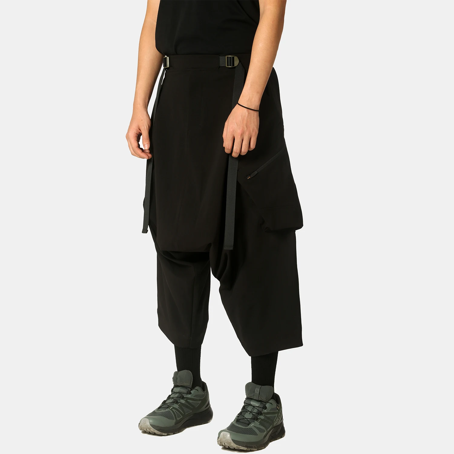 NOSUCISM 19SS cyberpunk cropped pants fashion ninja style techwear Samurai pant dark wear wide leg trousers Wasteland Punk