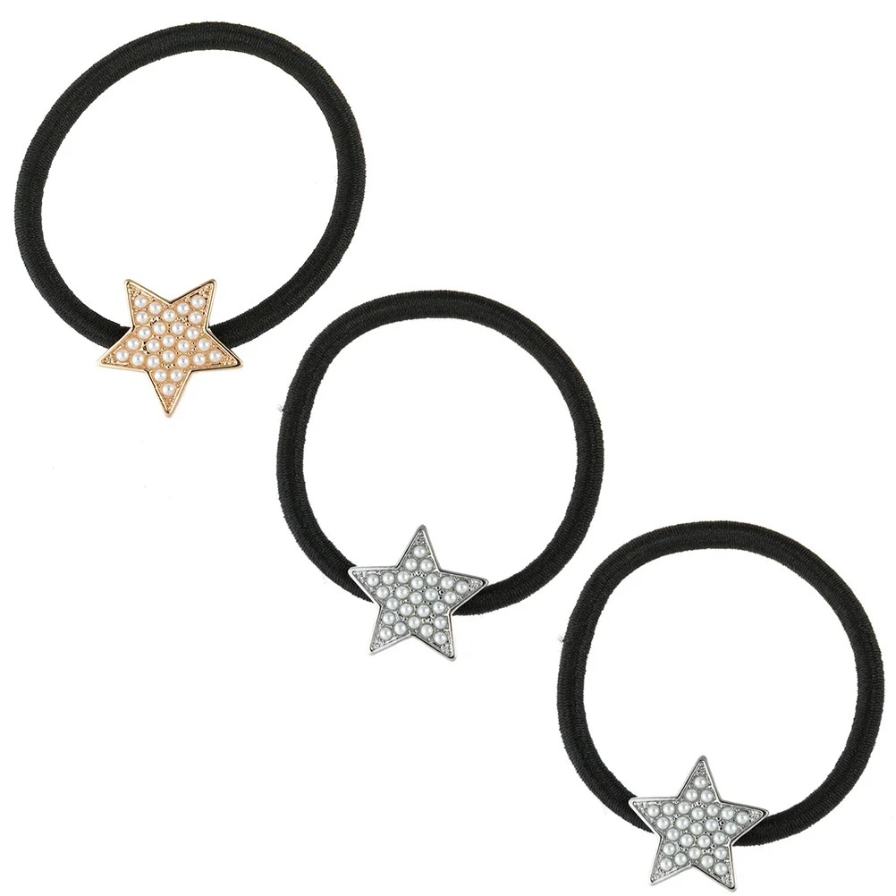 

3PCS Pearl Star Shape Hair Tie Multi-functional Hair Rope Practical Hair Rope