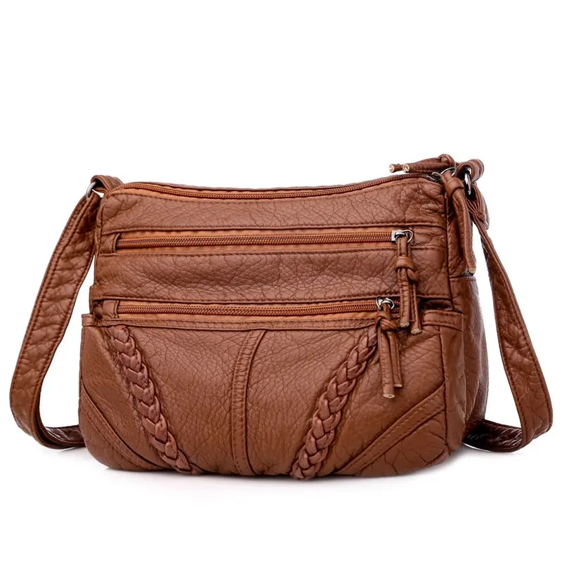 Women`s Soft Leather Shoulder Bags Classic Casual Crossbody Bag For Female