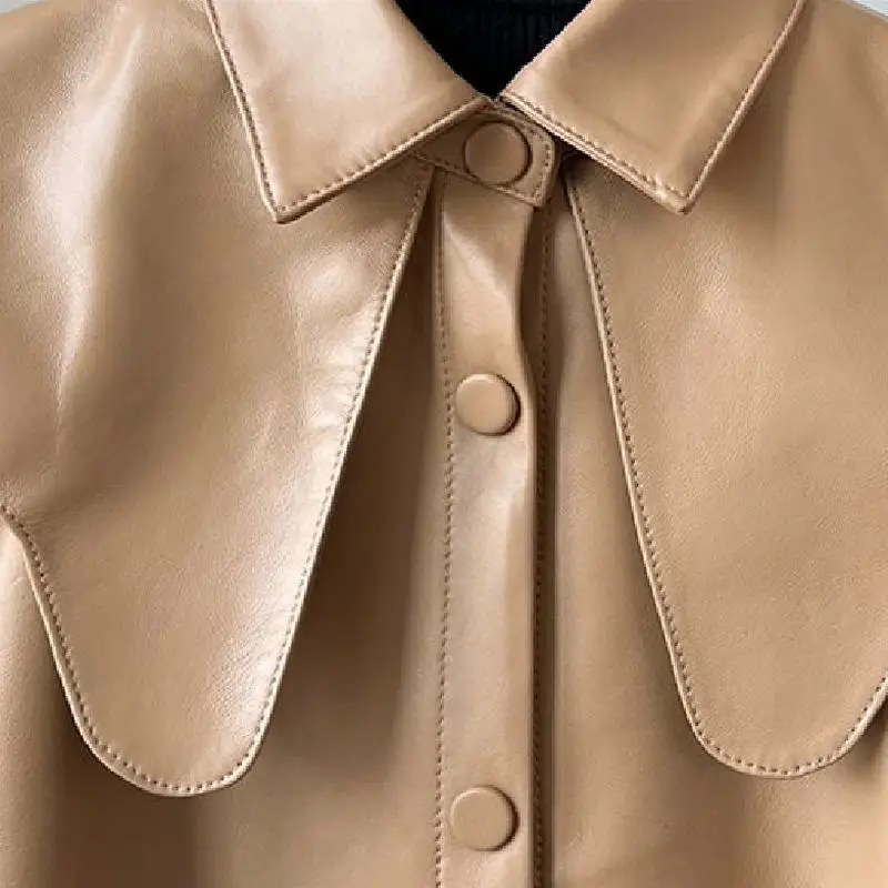 2023New style Autumn Spring Pu Jacket Women New Korean Style Long Sleeve Small Black Short Top Fashion Leather Coat Woman Jacket