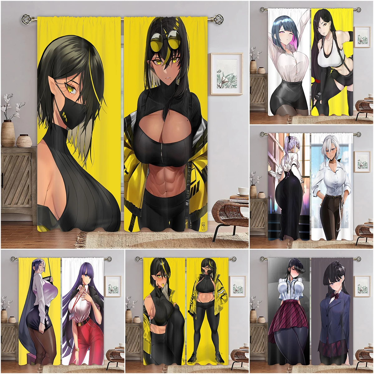 

Anime Girl 3D Digital Printing Bedroom Living Room Window Curtains 2 Panels