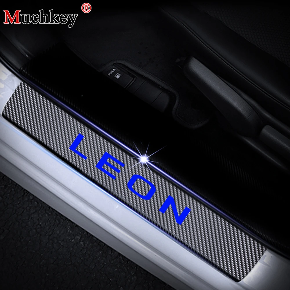 

Car Sticker Carbon Fiber Side Scuff Plate Door Sill For SEAT LEON 2010 To 2015 Door Threshold Plate 4pcs Car-Styling