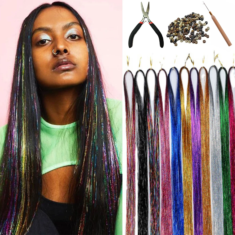 Ed Strands Girl Headwear Hairbinge Hair Laser False Hair Extensions Glitter Strip