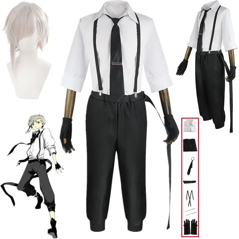 

Anime Bungo Stray Dogs Atsushi Nakajima Cosplay Costumes Shirts Pants Set Uniform Halloween Christmas Party Clothes