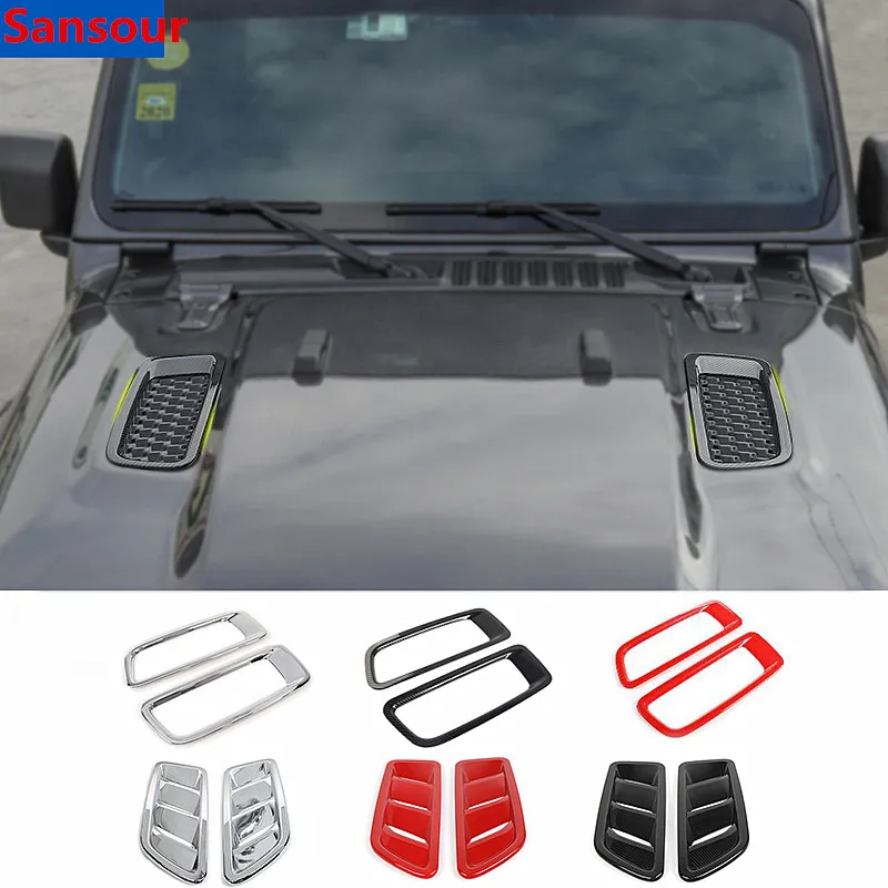 

Автомобильная наклейка Sansour для Jeep Wrangler JL 2018 +, автомобильный капот двигателя, вентиляционное отверстие переменного тока, декоративная крышка, наклейка для Jeep Wrangler JL