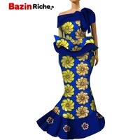 african wax print two piece set women bazin richetraditional clothing dashiki crop top and skirt suit wy5554