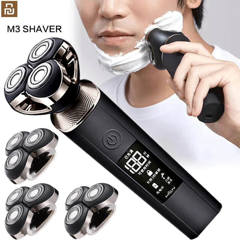 Electric Razor Hair Cutting Shaving Machine For Men Clipper Beard Trimmer Rotary Shaver With Lcd Display Youpin
