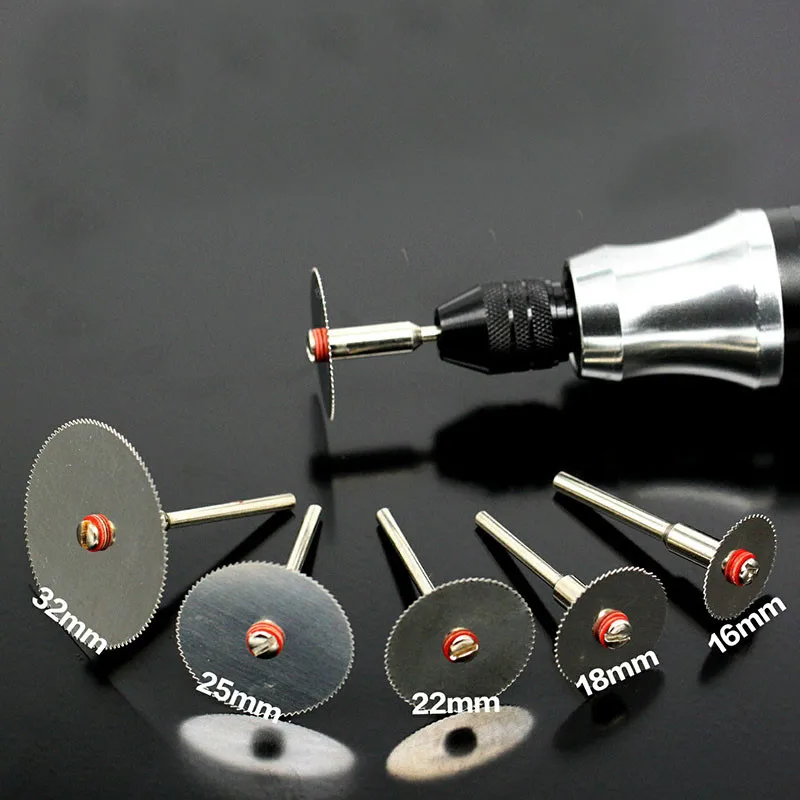 

5Pcs/set Stainless Steel Slice Metal Cutting Disc with 1 Mandrel for Dremel Rotary Tools 16 18 22 25 32mm Cutting Disc