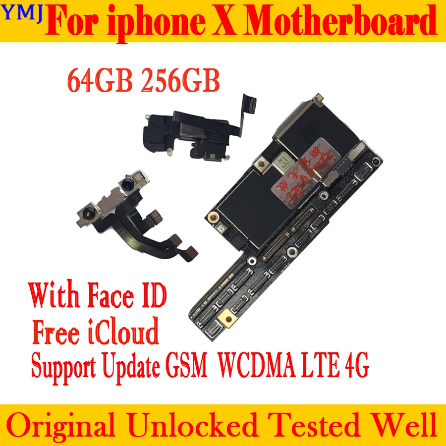 Оригинальная материнская плата Free iCloud для iPhone X 64 Гб 256 ГБ Заводская
