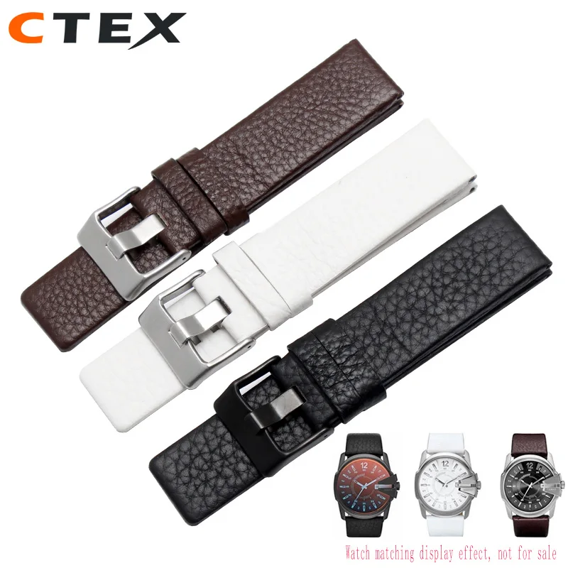 24 26 27 28 30 32mm Cow Leather strap For DIESEL Watchband fit DZ7312 | DZ4323 |DZ7257 with Stainless steel pin buckle strap