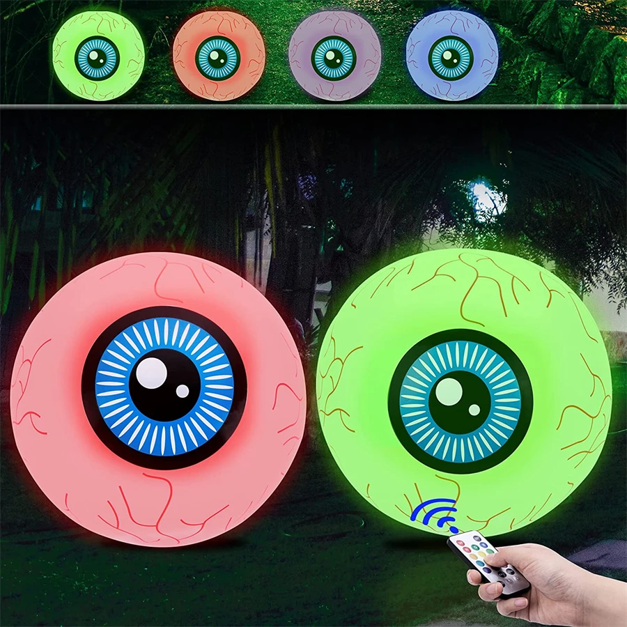 

New Halloween 16 inch PVC Inflatable Remote Control LED Luminous Eyeball Decoration Halloween Party Supplies