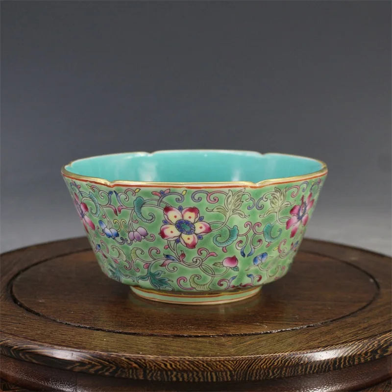 

Qing Dynasty Yongzheng Royal Enamel Pastel Gold Flower Mouth Bowl Porcelain Collection