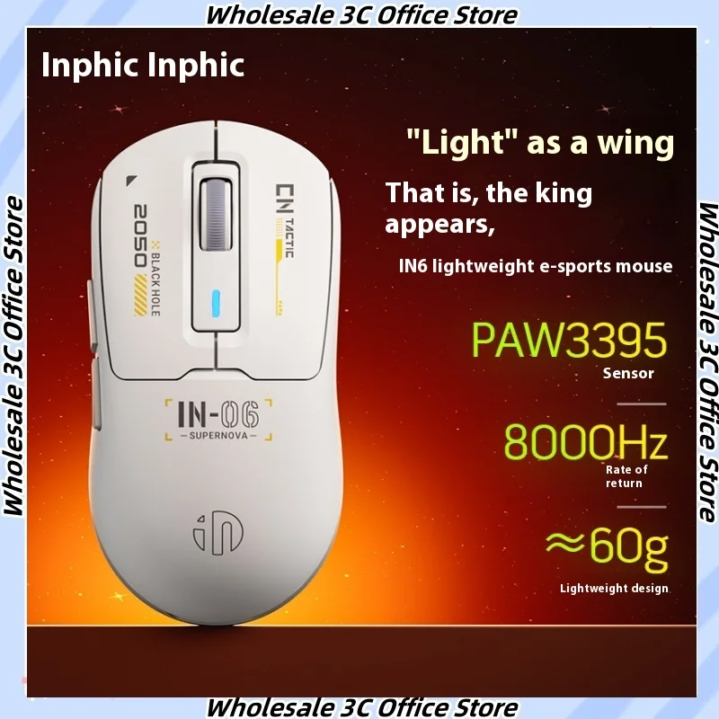 Беспроводная мышь Inphic In6 Bluetooth три режима легкая Paw3395