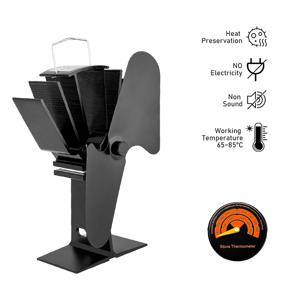 

2 Blade Hot Blast Stove Fan Home Silent Hot Blast Stove Fan Ultra Wood Stove Fan Fireplace Fan Home Efficient Heat Distribution